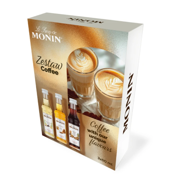 Zestaw Kawowy Syropów Monin 3x50ml - Wanilia, Słony Karmel, Ciasteczka Czekoladowe.webp