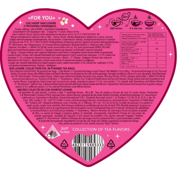 Lovare Tea For You - Zestaw Herbat Owocowych (34 piramidki)