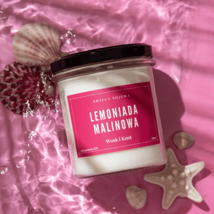 Świeczka sojowa Lemoniada Malinowa - Wosk i Knot