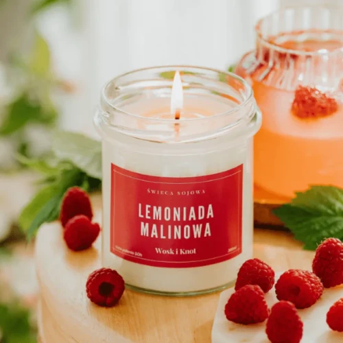 Świeczka sojowa Lemoniada Malinowa - Wosk i Knot