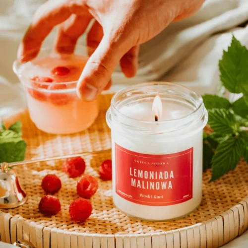 Świeczka sojowa Lemoniada Malinowa - Wosk i Knot