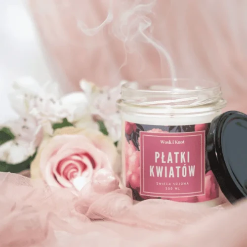 Świeczka sojowa Płatki Kwiatów - Wosk i Knot