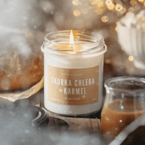 Świeczka sojowa Skórka Chleba &amp; Karmel - Wosk i Knot