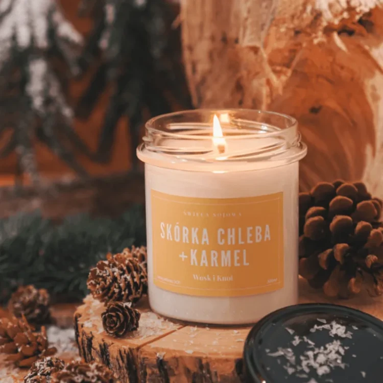 Świeczka sojowa Skórka Chleba &amp; Karmel - Wosk i Knot