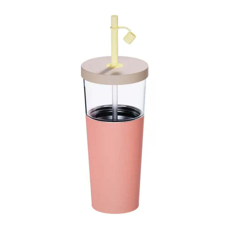 Asobu - Marina - Kubek termiczny 2 w 1 ze słomką 845ml - Pastelowy Brzoskwiniowy