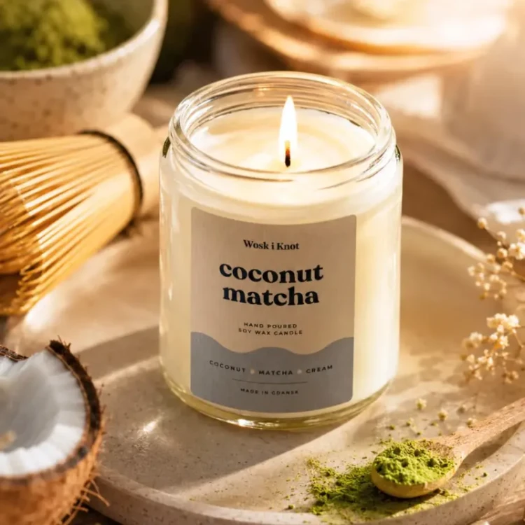 Świeca sojowa Coconut Matcha - Wosk i Knot