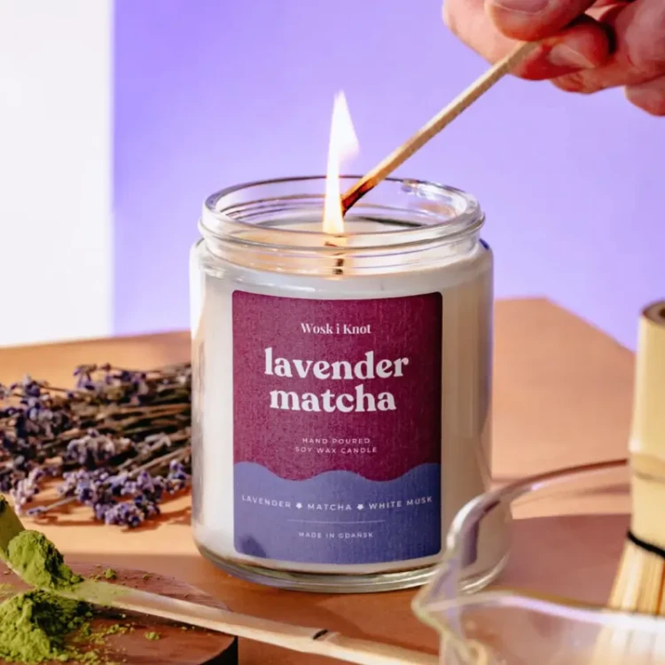 Świeca sojowa Lavender Matcha - Wosk i Knot