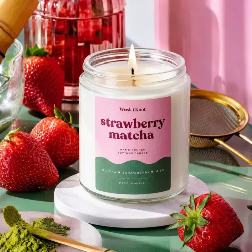 Świeca sojowa Strawberry Matcha - Wosk i Knot