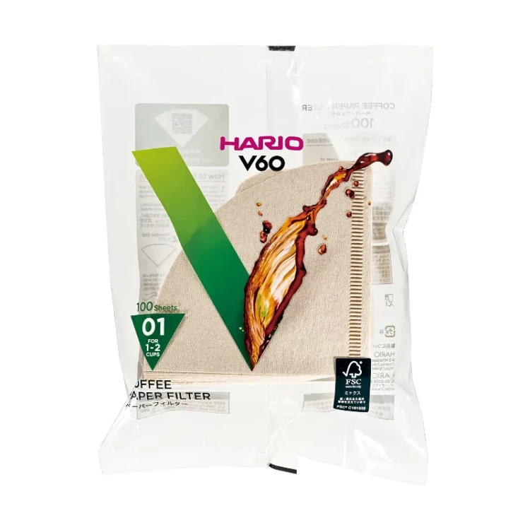 Filtry Papierowe Hario Misarashi Brązowe - V60-01 - 100 sztuk