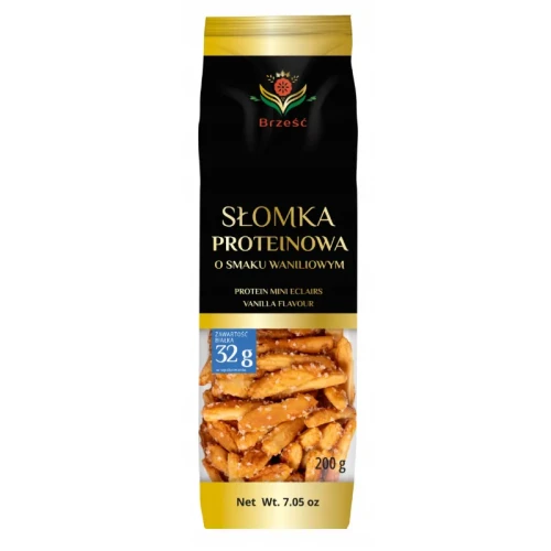 Słomki Ptysiowe Proteinowe Waniliowe 200g - Brześć
