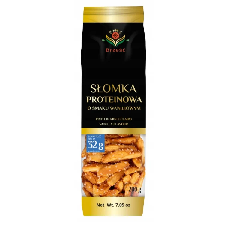 Słomki Ptysiowe Proteinowe Waniliowe 200g - Brześć