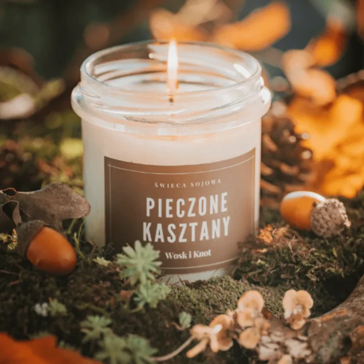 Świeca sojowa Pieczone Kasztany - Wosk i Knot