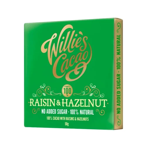 Willie's Cacao Raisin and Hazelnut - Czekolada z rodzynkami i orzechami laskowymi 50g