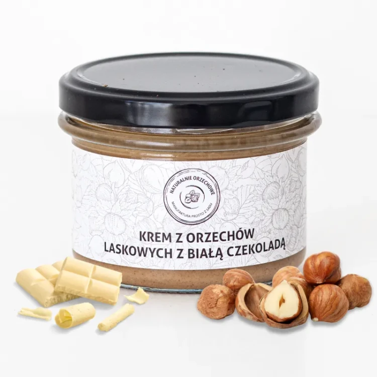 Krem z orzechów laskowych z czekoladą białą 180g - Naturalnie Orzechowe