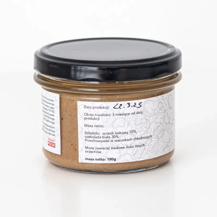 Krem z orzechów laskowych z czekoladą białą 180g - Naturalnie Orzechowe