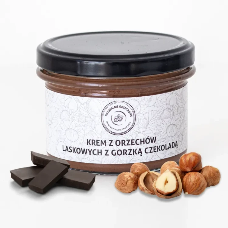 Krem z orzechów laskowych z gorzką czekoladą 180g - Naturalnie Orzechowe