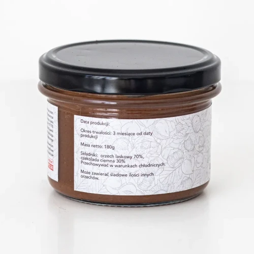 Krem z orzechów laskowych z gorzką czekoladą 180g - Naturalnie Orzechowe