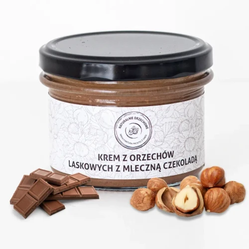 Krem z orzechów laskowych z mleczną czekoladą 180g - Naturalnie Orzechowe