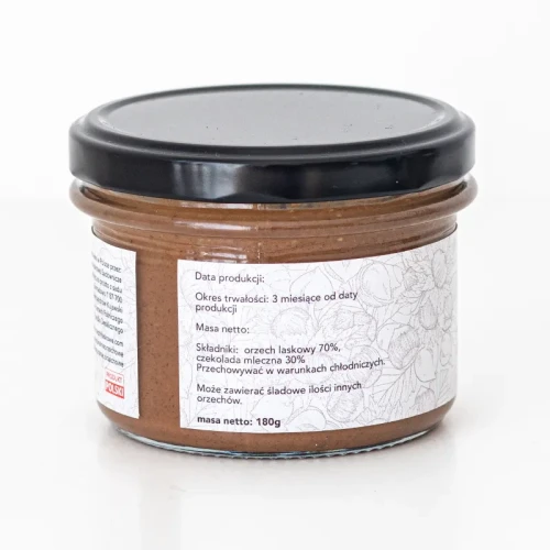 Krem z orzechów laskowych z mleczną czekoladą 180g - Naturalnie Orzechowe