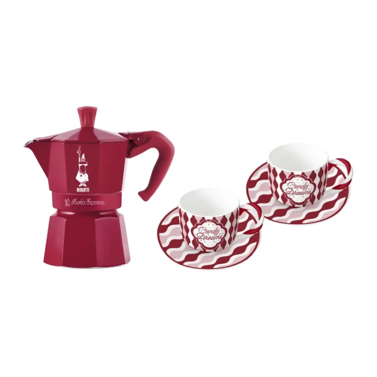 Bialetti - Kawiarka Moka Express 3tz + 2 filiżanki Candyland - zestaw