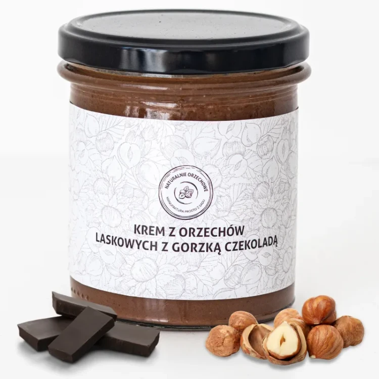 Krem z orzechów laskowych z gorzką czekoladą bez oleju palmowego 320g - Naturalnie Orzechowe