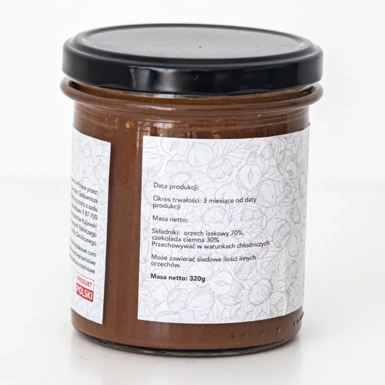 Krem z orzechów laskowych z gorzką czekoladą bez oleju palmowego 320g - Naturalnie Orzechowe