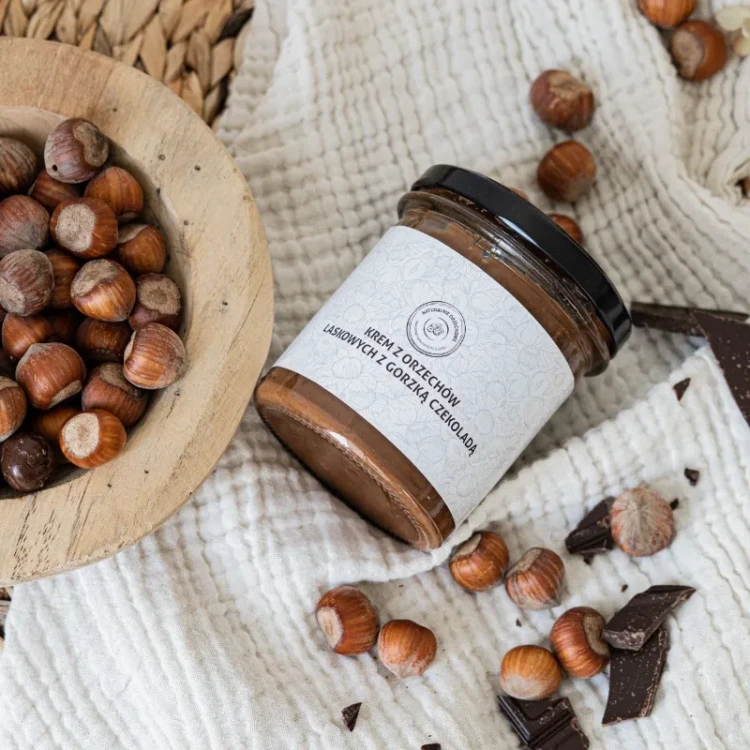 Krem z orzechów laskowych z gorzką czekoladą bez oleju palmowego 320g - Naturalnie Orzechowe